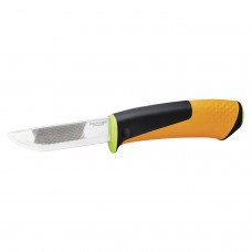 Нож для тяжелых работ с точилкой, FISKARS, трехкомпонентная рукоятка, напильник на лезвии, 1023619