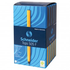 Ручка шариковая SCHNEIDER (Германия) "Tops 505 F", ЧЕРНАЯ, корпус желтый, узел 0,8 мм, линия письма 0,4 мм, 150501