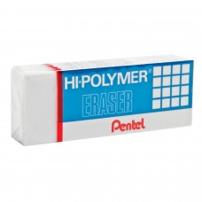 Ластик PENTEL (Япония) "HI-POLYMER ERASER", 35х16х11,5 мм, белый, прямоугольный, синтетический каучук, картонный держатель, ZEH-03