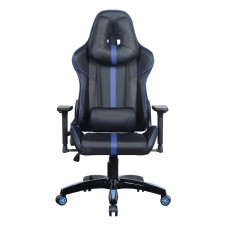 Кресло компьютерное BRABIX "GT Carbon GM-120", две подушки, экокожа, черное/синее, 531930