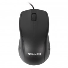 Мышь проводная SONNEN М-201, USB, 1000 dpi, 2 кнопки + колесо-кнопка, оптическая, черная, 512631