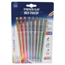 Ручки шариковые масляные PENSAN "My-Tech Colored", НАБОР 8 шт., яркие цвета, линия письма 0,35 мм, 2240/B8