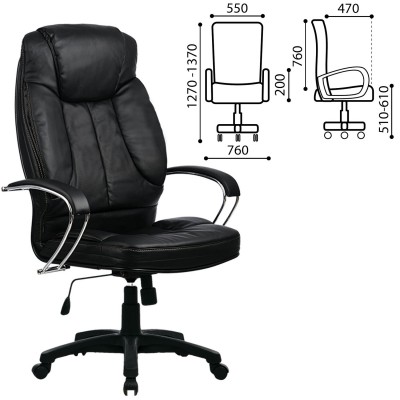 Кресло офисное МЕТТА "LK-12PL", экокожа, черное