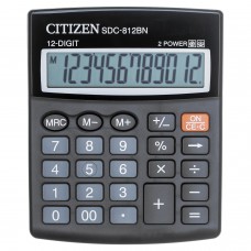 Калькулятор настольный CITIZEN SDC-812BN, МАЛЫЙ (124x102 мм), 12 разрядов, двойное питание