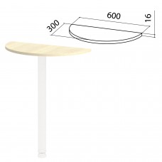 Стол приставной полукруг "Канц", 600х300х750 мм, БЕЗ ОПОРЫ, цвет дуб молочный, ПК35.15