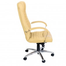 Кресло офисное "Orion steel chrome", кожа, хром, бежевое
