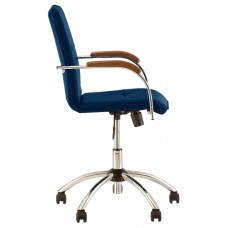 Кресло "Samba GTP", деревянные накладки, хром, кожзам, синий