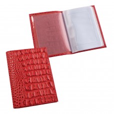 Бумажник водителя BEFLER "Кайман", натуральная кожа, тиснение, 6 пластиковых карманов, красный, BV.1.-13