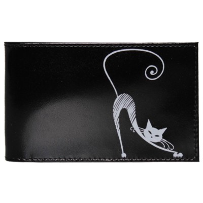 Визитница карманная BEFLER "Изящная кошка", на 40 визиток, натуральная кожа, тиснение, черная, V.37.-1