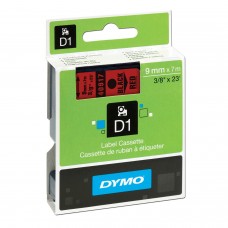 Картридж для принтеров этикеток DYMO D1, 9 мм х 7 м, лента пластиковая, чёрный шрифт, красный фон, S0720720