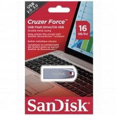 Флеш-диск 16 GB, SANDISK Cruzer Force, USB 2.0, металлический корпус, серебристый, SDCZ71-016G-B35