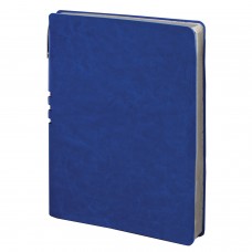 Тетрадь А5 (175x215 мм), BRAUBERG "NEBRASKA", 120 л., гибкий кожзам, ручка, клетка, синий, 110953