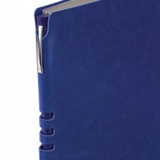 Тетрадь А5 (175x215 мм), BRAUBERG "NEBRASKA", 120 л., гибкий кожзам, ручка, клетка, синий, 110953