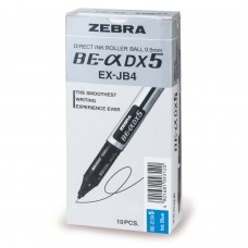 Ручка-роллер ZEBRA "Zeb-Roller DX5", СИНЯЯ, корпус серебристый, узел 0,5 мм, линия письма 0,3 мм, EX-JB2-BL