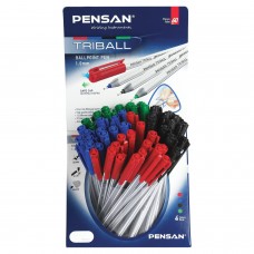 Ручка шариковая масляная PENSAN "Triball Colored", классические цвета, ДИСПЛЕЙ, 1003/S60-4