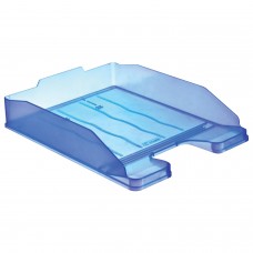 Лоток горизонтальный для бумаг СТАММ "Эксперт", А4 (340х255х63 мм), тонированный голубой, ЛТ204