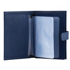 Бумажник водителя FABULA "Largo", натуральная кожа, тиснение, 6 пластиковых карманов, кнопка, синий, BV.8.LG