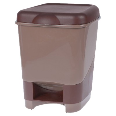 Ведро-контейнер 20 л, с крышкой и педалью, для мусора, 43х32х32 см, цвет серый, бежевый/коричневый, 4342800