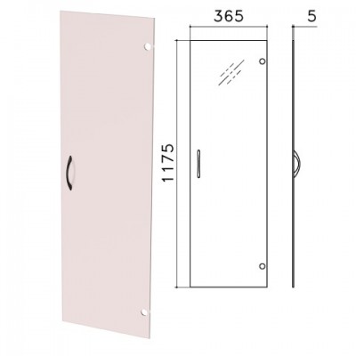 Дверь СТЕКЛО тонированное, средняя, "Фея", "Монолит", 365х1175х5 мм, без фурнитуры, ДМ43