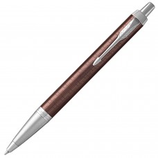 Ручка шариковая PARKER "IM Premium Brown CT", корпус коричневый с гравировкой, хромированные детали, синяя, 1931679