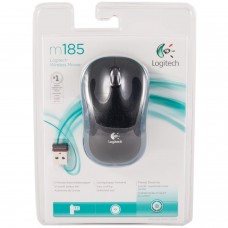 Мышь беспроводная LOGITECH M185, 2 кнопки + 1 колесо-кнопка, оптическая, черно-серая, 910-002238