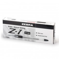 Ручка шариковая с грипом ZEBRA "Z-1", СИНЯЯ, корпус прозрачный, узел 0,7 мм, линия письма 0,5 мм, BP074-BL