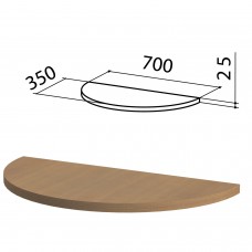 Стол приставной полукруг "Этюд", 700х350х750 мм, БЕЗ ОПОРЫ, орех онтарио, 400053-160