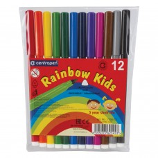 Фломастеры CENTROPEN "Rainbow Kids", 12 цветов, смываемые, эргономичные, вентилируемый колпачок, 7550/12
