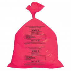 Мешки для мусора медицинские, в пачке 50 шт., класс В (красные), 30 л, 50х60 см, 15 мкм, АКВИКОМП