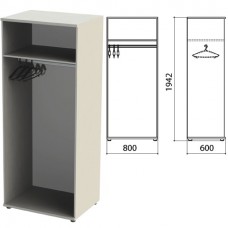 Шкаф (каркас) для одежды "Этюд", 800х600х1942 мм, серый, 400002-03