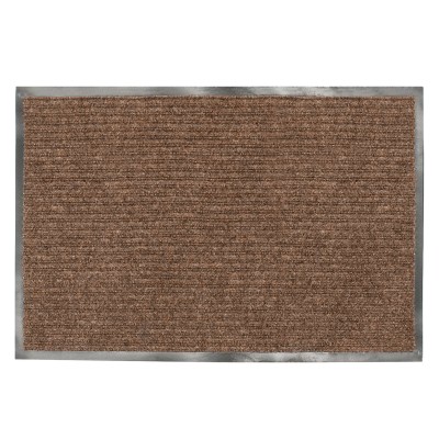 Коврик входной ворсовый влаго-грязезащитный ЛАЙМА, 90х120 см, ребристый, толщина 7 мм, коричневый, 602873