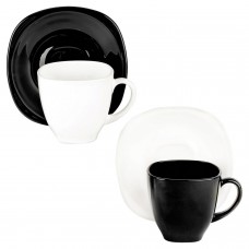 Набор чайный на 6 персон, 3 черные и 3 белые чашки 220 мл, 3 черных и 3 белых блюдца, "Carine Mix", LUMINARC, D2371