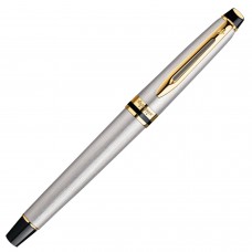 Ручка подарочная перьевая WATERMAN "Expert 3 Stainless Steel GT", серебристый корпус, позолоченные детали, синяя, S0951940