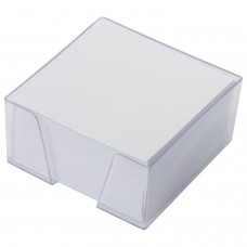 Блок для записей BRAUBERG в подставке прозрачной, куб 9х9х5 см, белый, белизна 95-98%, 122224