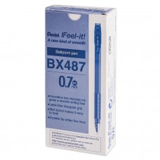 Ручка шариковая масляная с грипом PENTEL (Япония) "Feel It!", СИНЯЯ, трехгранная, узел 0,7 мм, линия письма 0,27 мм, BX487-C