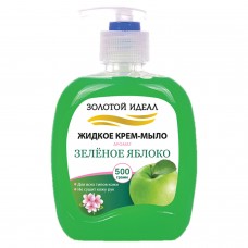Мыло-крем жидкое 500 мл ЗОЛОТОЙ ИДЕАЛ "Зеленое яблоко" дозатор, 606413