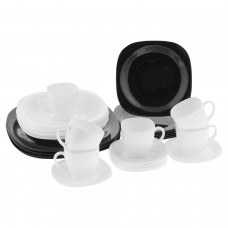 Набор посуды столовый, 30 предметов, черное и белое стекло, "Carine Mix", LUMINARC, N1500