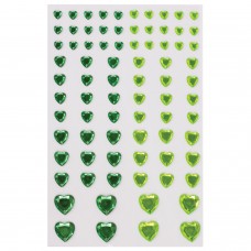 Стразы самоклеящиеся "Сердце", 6-15 мм, 80 шт., зеленые/салатовые, на подложке, ОСТРОВ СОКРОВИЩ, 661401