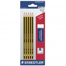 Набор STAEDTLER (Германия), карандаши чернографитные 5 шт. (НВ), резинка стирательная, 120 A SBKD10