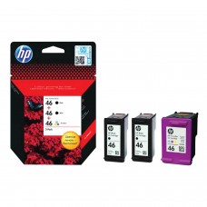 Картридж струйный HP (F6T40AE) Deskjet Ink Advantage 2020hc/2520hc, №46, комплект, 2 черных и 1 цветной, оригинальный