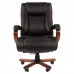 Кресло офисное CH 503, нагрузка до 180 кг, кожа, дерево, черное
