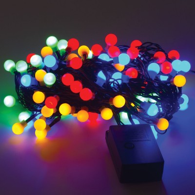 Электрогирлянда светодиодная ЗОЛОТАЯ СКАЗКА "Шарики", 100 ламп, 10 м, многоцветная, контроллер, 591102