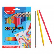 Карандаши цветные MAPED (Франция) "Color Pep&#039;s", 36 цветов, трехгранные, заточенные, европодвес, 832017