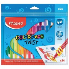 Восковые мелки MAPED (Франция) "Color&#039;peps Twist", 24 цвета, выкручивающиеся в пластиковом корпусе, 860624