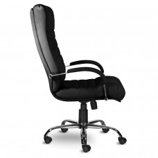 Кресло офисное "Орион", кожа, хром, монолитный каркас, черное К-11
