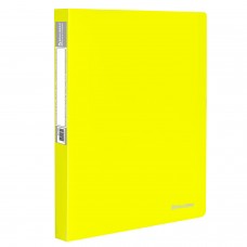 Папка на 2 кольцах BRAUBERG "Neon", 25 мм, внутренний карман, неоновая, желтая, до 170 листов, 0,7 мм, 227457