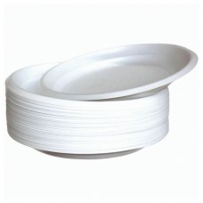 Одноразовые тарелки плоские, КОМПЛЕКТ 100 шт, пластиковые, d=165 мм, "ЭКОНОМ", белые, полистирол (ПС), холодное/горяч, СТИРОЛПЛАСТ