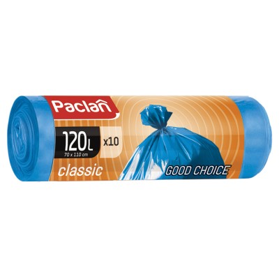 Мешки для мусора 120 л, синие, в рулоне 10 шт., ПНД, 20 мкм, 110х70 см, PACLAN "Classic"