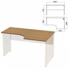 Столешница стола эргономичного "Этюд",1400х900х750 мм, правый, орех онтарио, 401668-160