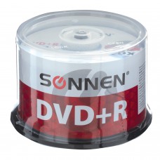Диски DVD+R (плюс) SONNEN 4,7 Gb 16x Cake Box, КОМПЛЕКТ 50 шт., 512577